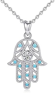 CELESTIA Evil Eye Necklace Women Sterling Silver Hamsa Hand of Fatima Pendant Protection Necklaces Jewellery Talisman Lucky Gifts