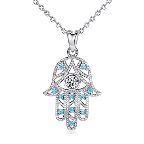 CELESTIA Mujer Collares Hamsa Hand de Fatima 925 de Plata de Ley...