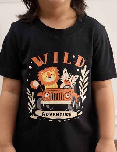 Image of Amazon Brand - Symbol Boys 100% Cotton Graphic Printed Half Sleeves T-Shirt | Age 2-6 Years