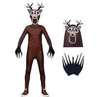 Kids Halloween Costumes for Boys 99-Nights Deer Monster Forest Game Scary Cosplay Costume Halloween Party Fancy Dress Up Horror Animal Outfit (Brown, 9-10 Years)