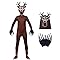 Kids Halloween Costumes for Boys 99-Nights Deer Monster Forest Game Scary Cosplay Costume Halloween Party Fancy Dress Up Horror Animal Outfit (Brown, 9-10 Years)
