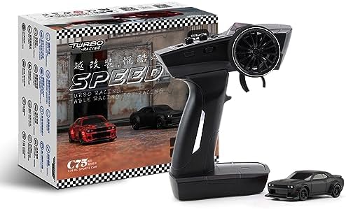 havcybin Youth 1:76 Turbo Racing Scale RC Sport Car, Table Racing Remote Control Mini Model Car Full Proportional Rtr Kit Toys (C75-Black)