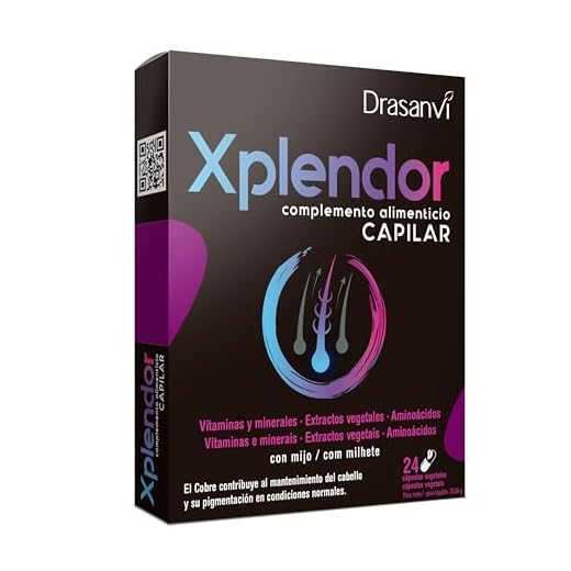XPLENDOR Capilar con 13 Vitaminas, 4 Minerales, Aminoácidos y Extractos Vegetales | Para el Cabello y su Pigmentación | Con Mijo, rico en Nutrientes y MicroNutrientes |24 Cápsulas = 24 Días