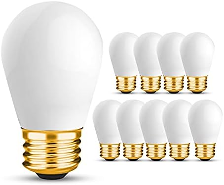 OHLECTRIC S14 Incandescent Bulbs for Outdoor String Lights - E26 Base, 11 Watt, 130 Volt - Dimmable Sign Light Bulbs with 5000 Average Lighting Hours, Ceramic White, Pack of 10 - OL-45446