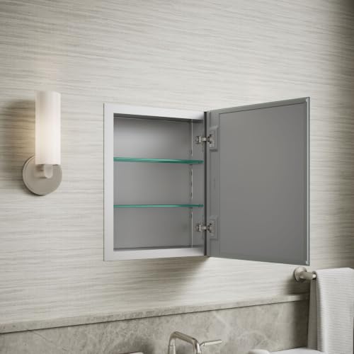 Image of Kohler 55060-NA Embark Slim Medicine Cabinet Mirror, Adjustable Shelves, Bathroom Organizers and Storage, 16 in. W x 20 in. H