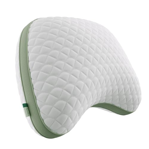 Novilla Tencel Side Sleeper Pillow for Neck and Shoulder Pain Curved Crescent Design with Adjustable Shredded Memory Foam Silk-Like Soft Cover for Face & Hair Care Queen