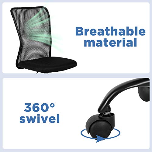 Home Office Chair Mid Back Mesh Desk Chair Armless Computer Chair Ergonomic Task Rolling Swivel Chair Back Support Adjustable Modern Chair With Lumbar Support,Black #TOP6