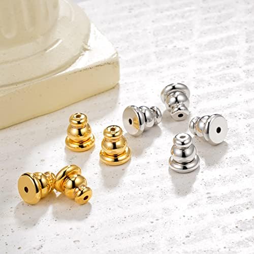 YOIHUR Locking Earring Backs for Studs,925 Silver 18K Gold Bullet Earring Backs Replacements for Studs, Secure Locking Backing for Sensitive Ears(Gold 6 Pairs)