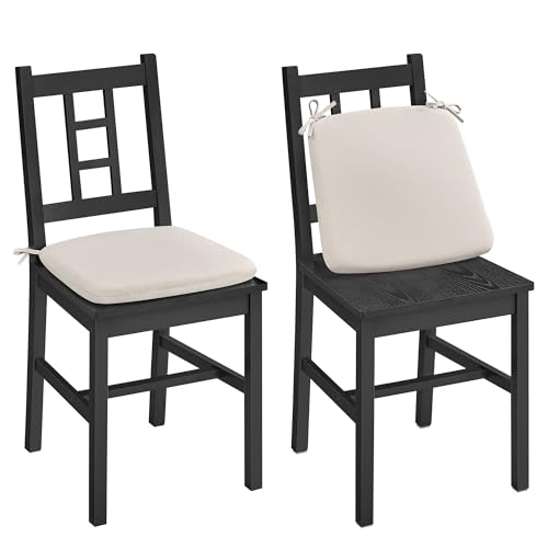 VASAGLE Wooden Dining Chairs, Set of 2, Kitchen and Dining Room Chairs, Removable Cushion, Curved Back, Each Supports 264 lb, Ebony Black UKDC150B01 Ebony Black 2 Pack