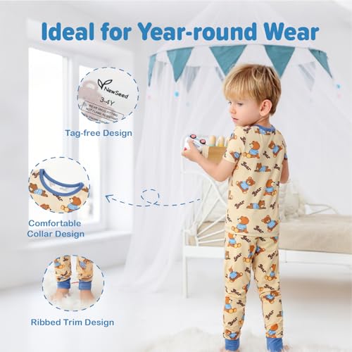Image of Kids 2-Piece So Soft Playtime Set-Lightweight Viscose from Bamboo Short Sleeve Top&Leggings for Toddler Boy & Girls