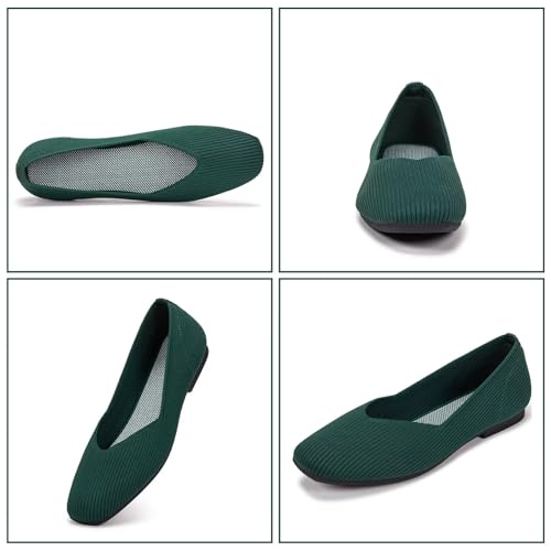 Image of Frank Mully Womens Casual Flat Shoes Square Toe Shoes Knitted Work Flat Comfort Dressy Flat Shoes for Daily Washable
