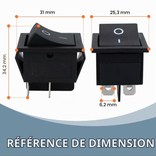 Innfeeltech 6 mini interrupteur à bascule noir kcd4-101 interrupteur à bascule à 4 broches avec 3 bouchons étanches – vue 2