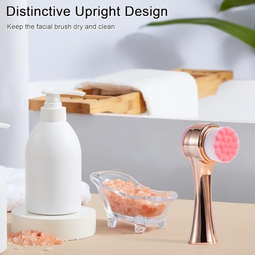 Yebeauty Facial Cleansing Brush, Silicone Face Scrubber, Ultra Fine Soft Bristles Exfoliating Face Wash Brush, Pore Deep Cleansing Double Side Face Skincare Tool for Massaging, Makeup Removal, Gold - Image 8