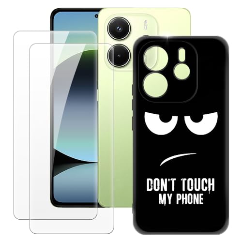 OAGELIM Funda hecha para Xiaomi Redmi Note 14 4G de 164 mm + 2 protectores de pantalla de vidrio templado, ultrafina, a prueba de golpes, funda de silicona TPU suave para Xiaomi Redmi Note 14 4G 164