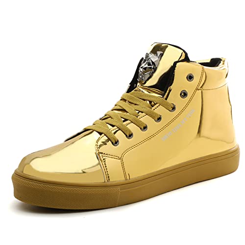 Igxx Men's Sneakers For Men Punk Shiny Shoes High Top Hip Hop Gold Shoes Men #TOP19