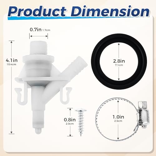 Image of 2 Sets 385311641 RV Toilet Water Valve Kit and 2 Pcs 385311658 RV Toilet Ball Seal Compatible with 300 310 320 Series Toilets Fit for Pedal Flush Toilet and Sealand Marine Toilet