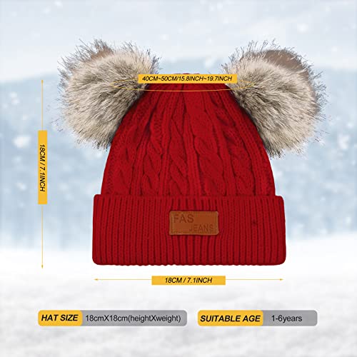 Zando Baby Winter Hat Toddler Infant Beanies with Double Pom Pom Knitted Winter Hats for Baby Girl Boy Beanie 6-36 Months3
