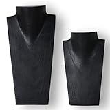 Kombinieren Sie ART-CRAFT Halskettenständer Schmuckständer Halskettendisplay Schmuckbüste aus Holz schwarz 2er Set 20 und 30 cm