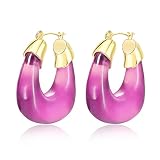 VIENNOIS Resin Acrylic Hoop Earrings, Geometric U-shaped Summer Statement Earrings for Women Girls (
