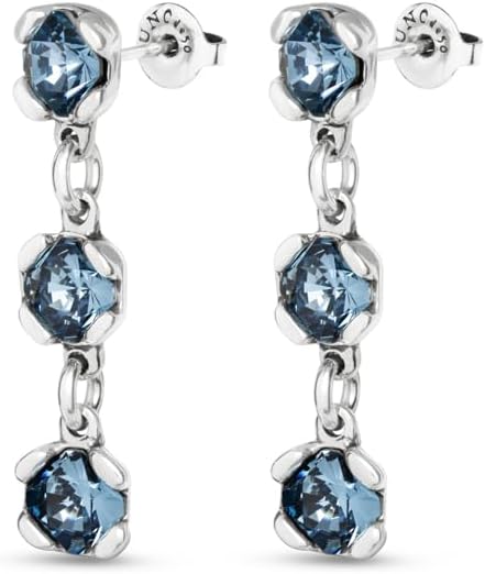 UNOde50 SUBLIME BLUE Earrings, Sterling Silver-Plated, Faceted Crystals