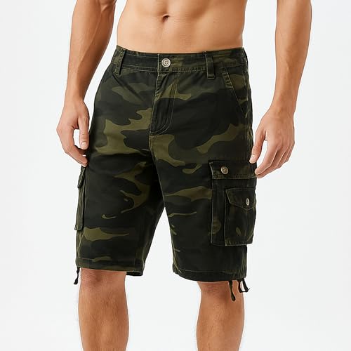 Shorts cargo camuflaje para hombre sin cinturón miniatura 2