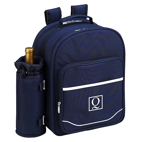 Picnic at Ascot Personalized Monogrammed Equipped 4 Person Picnic Backpack with Cooler & Insulated Wine Holder- Designed & Assembled in The USA