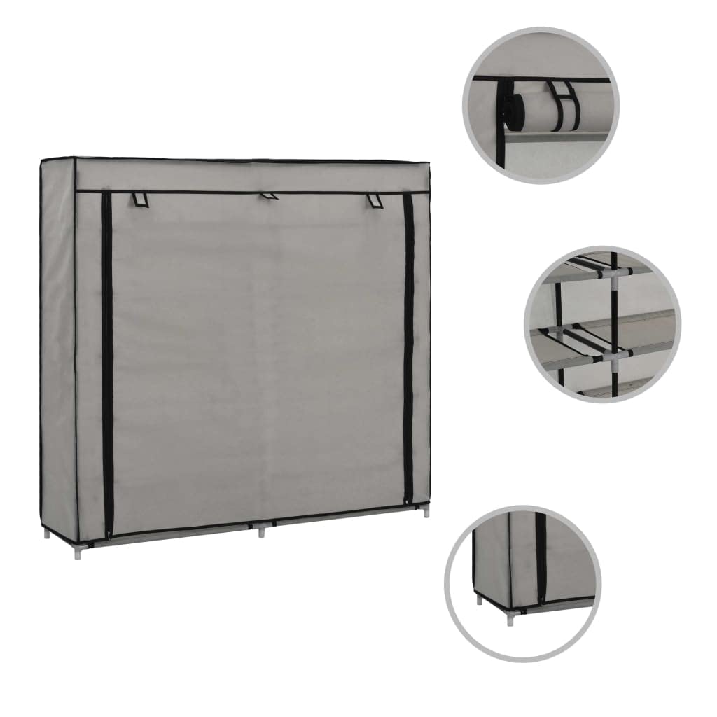 Mueble Zapatero Organizador con Funda de Tela Gris 115x28x110 cm, Estructura 5 Niveles Capacidad 10 Pares de Zapatos, Cubierta no Tejida con Cremallera protección Anti-Polvo,