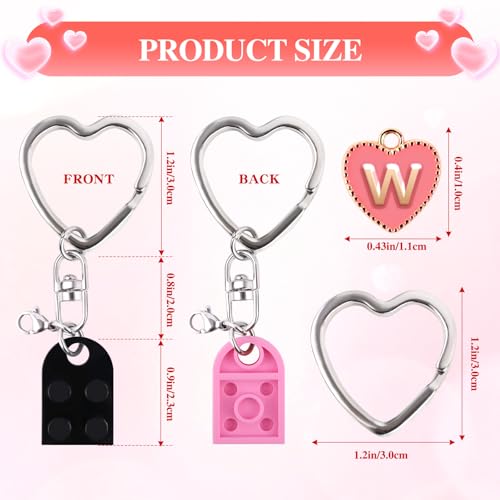Image of Personalized Brick Matching Heart Keychains, Initial Cute Keychains for Couple Boyfriend Girlfriend