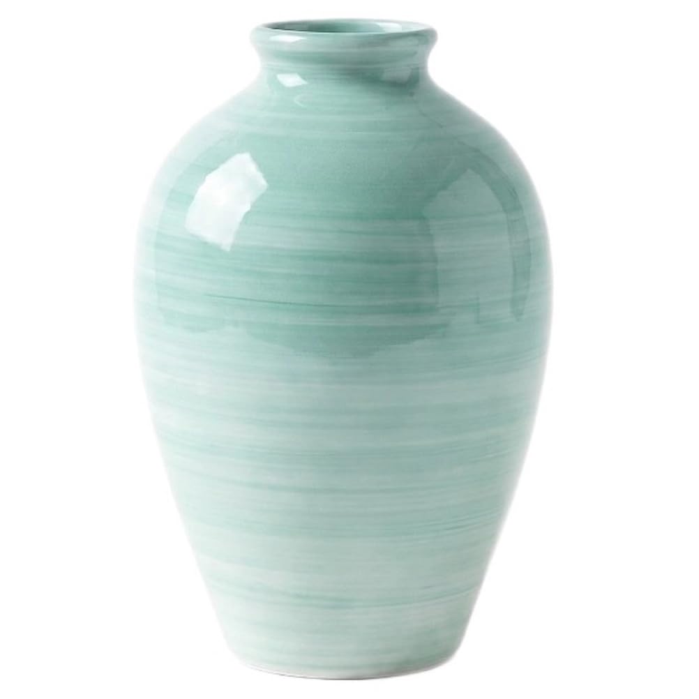 EdirFtra Mint Green Ceramic Vase, Glossy Modern Home Decor Flower Holder, 20cm/7.8inch