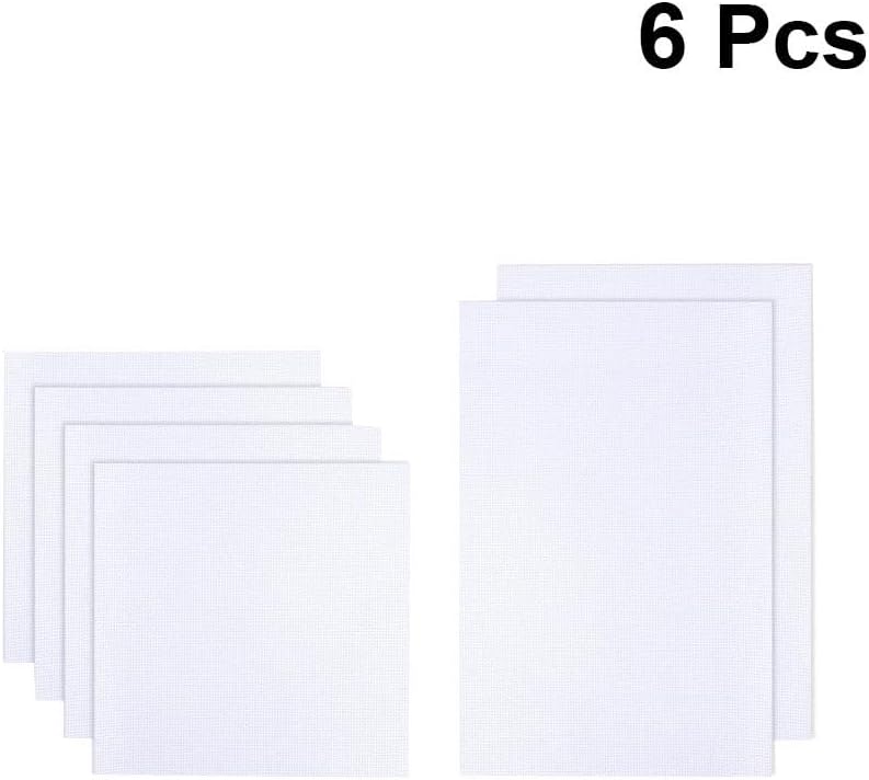 HEALLILY 6pcs Aida Cloth Reserve Cross Stitch Fabric White Embroidery Fabric for Handwork Sewing DIY Craft