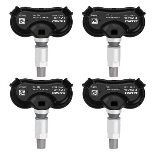 CCDWTPS Car Tire Pressure Sensor,433MHz Tire Pressure Monitoring System(TPMS) sensor for Hyundai ix35,Genesis,Kia Sportage Replace# 52933-2S410,52933-3M000(4-Pack)