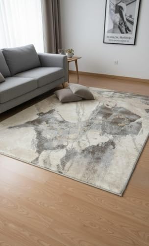 Image of 8x11 Feet (240x340 CM) Carpet for Living Room Hall & Drawing Room - Beige Animal Modern Abstract Geometric Silk-Touch Luxury Hotel-Style Washable Anti-Skid Turkish Area Rug