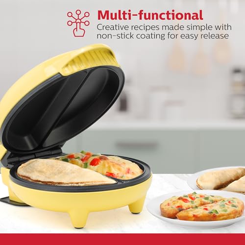 Image of Holstein Housewares - Non-Stick Omelet & Frittata Maker, Yellow /Stainless Steel - Makes 2 Individual Portions Quick & Easy