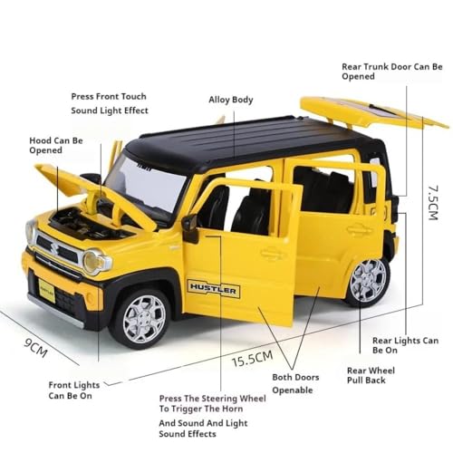 Image of Invite Enterprise 1:22 Scale Suzuki Hustler Diecast Model Car - Metal Toy Car with Openable Doors, Hood & Trunk, Pull Back Action, Realistic Miniature Vehicle Model for Kids & Collectors(Multicolor)