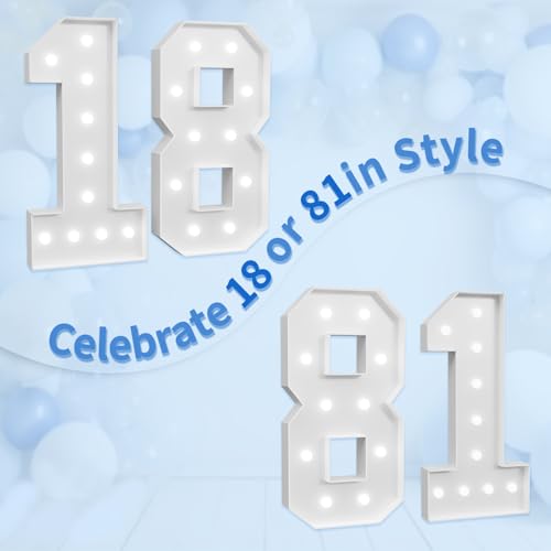 Image of imprsv Marquee Numbers Large 18th-Birthday Decorations: 4ft Light Up Number