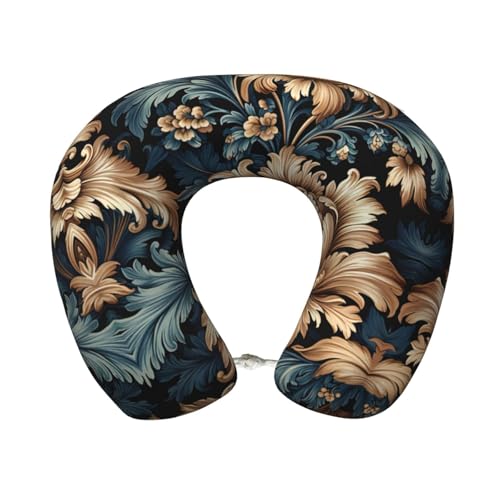 Almohada de viaje de espuma viscoelástica y diseño damasco miniatura 1