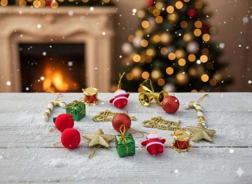 Image of Christmas Decoration Combo Pack | 18 Pcs | Items for Home & Office | Festive Hangings, Stickers, Bells, Balls, Foam Ornaments | PoPo Toys