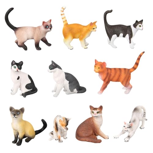 Figurines de chat réalistes (lot de 10) miniatures animalières pour enfants