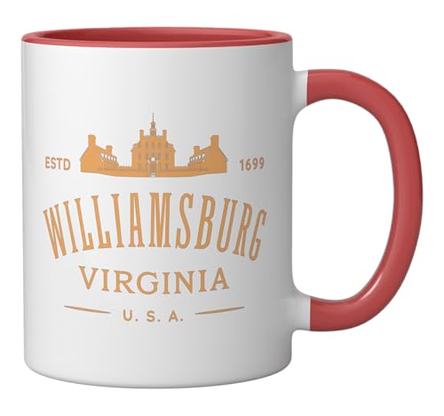 Taza cerámica roja y blanca diseño Williamsburg Virginia miniatura 2