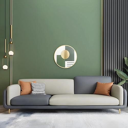 Image of Black Wood Modern Luxury Velvet Fabric 3+2+1 Seater Sofa in Bug Resistant Solid Wood for Bedroom, Living Room, Dining Room, Drawing Room, Home Office (Dark Grey & Beige, 6 Seater, Classic)