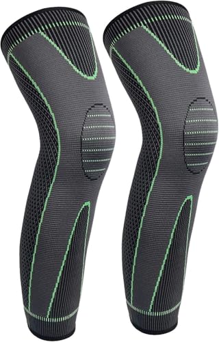 Image of 2 Pack Full Leg Compression Sleeves, Long Knee Brace Support for ACL,PCL, Meniscus Tear, Arthritis, Tendinitis-Free Size