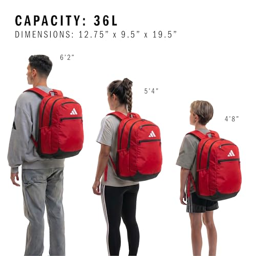 Image of adidas Striker 3 Team Sports Backpack - Daypack for Sports Gym Travel, 36L, Power Red, OSFA