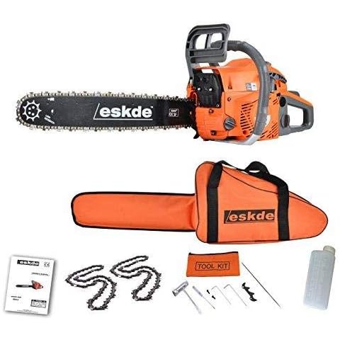 eSkde CS58-S7 Petrol Chainsaw 3.4HP Bar 2 Chains Bag Cover Accessories, Orange Cover