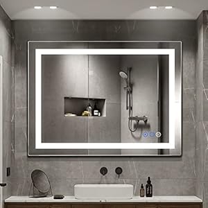 32″x 24″ LED Bathroom Mirror Vanity Mirror, Anti-Fog, Dimmable, Color Temperature Adjustable 3000-6000K, Switch-held Memory Led Wall Mirror Suitable for Bathroom, Vanity (Vertical/Horizontal)