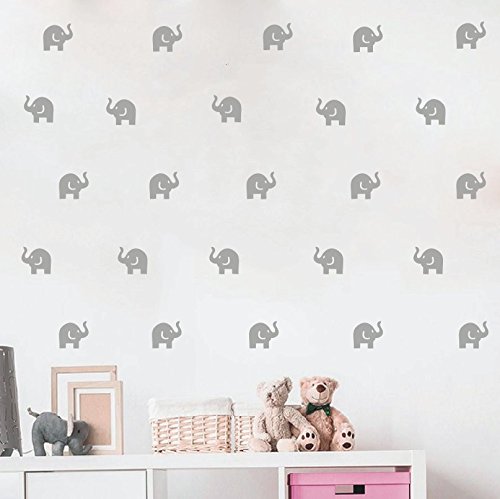 Set de 36 adhesivos de elefantes para pared en vinilo removible miniatura 6