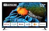 DYON Smart 55 XT-2 138,7 cm (55 Zoll) Fernseher (4K Ultra-HD Smart TV, HD Triple Tuner (DVB-C/-S2/-T2), Prime Video, Netflix & HbbTV) [Modelljahr 2022]