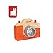 Janod Beech Wood Toddler Camera with Light & Sound Effects & Silicone Cover for Pretend Play Ages 18 Months+