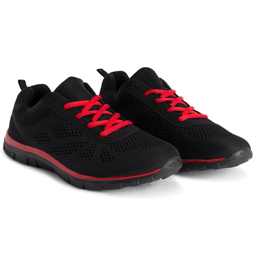 Get Fit Uomo Leggero Fitness Atletico Comfort Ammortizzata Formatori - Nero/Rosso - UK9/EU43 - BS0430