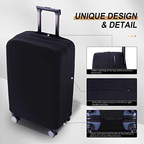 Travel Luggage Cover Suitcase Protector Scratch-Resistant Fit 19-31 Inch Suitcase, Not Included Suitcase (Black, S(19-21inch))3