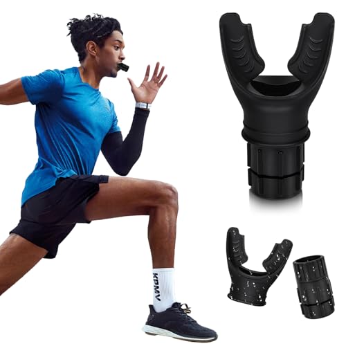 Breathing Trainer with Adjustable Resistance | Portable Respiratory Trainer with High-Grade Silicone | Compact Lung Exercise Device | Easy to Clean (Black)